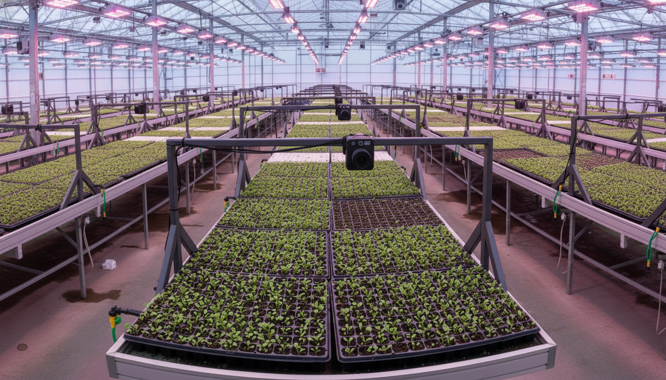 Sistema ÓpsisAI detectando plántulas en charolas de germinación